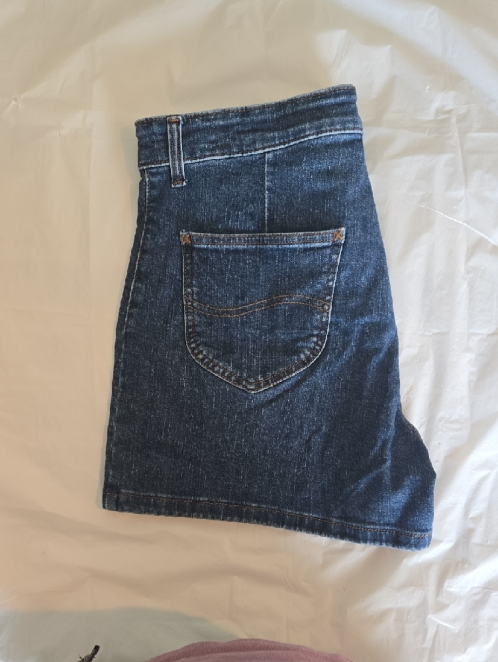 Lee High-Waist Denim Shorts in Dark Blue Size 12 Medium - Picture 10 of 11